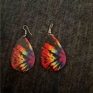 Tie-Dye Teardrop Dangle Earrings - Multicolor